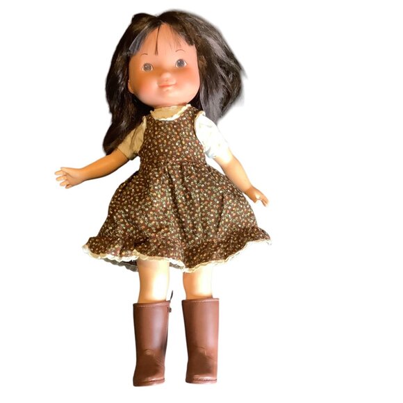 Vtg 1978 Fisher Price My Friend Jenny 16” Doll Brunette Brown Dress Retro - Picture 1 of 6